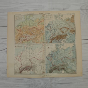 Europe Climate Vintage Map 1903, Beautiful old Map, Gift for Traveler, Home Decor Print Wall Art, Map to Frame