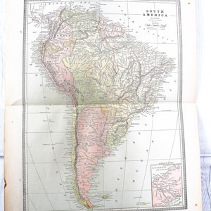 Antique Map of South America 1884, Beautiful Old Map, Gallery Wall Art, Map to Frame