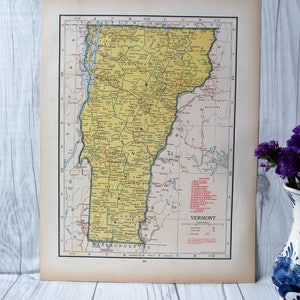 1942 Vermont Original Karte / / Home Decor / / schöne Vintage Karte / / Karte der Welt / /WWII Ära Karte / / bunte Vintage Karte / / Geschenk