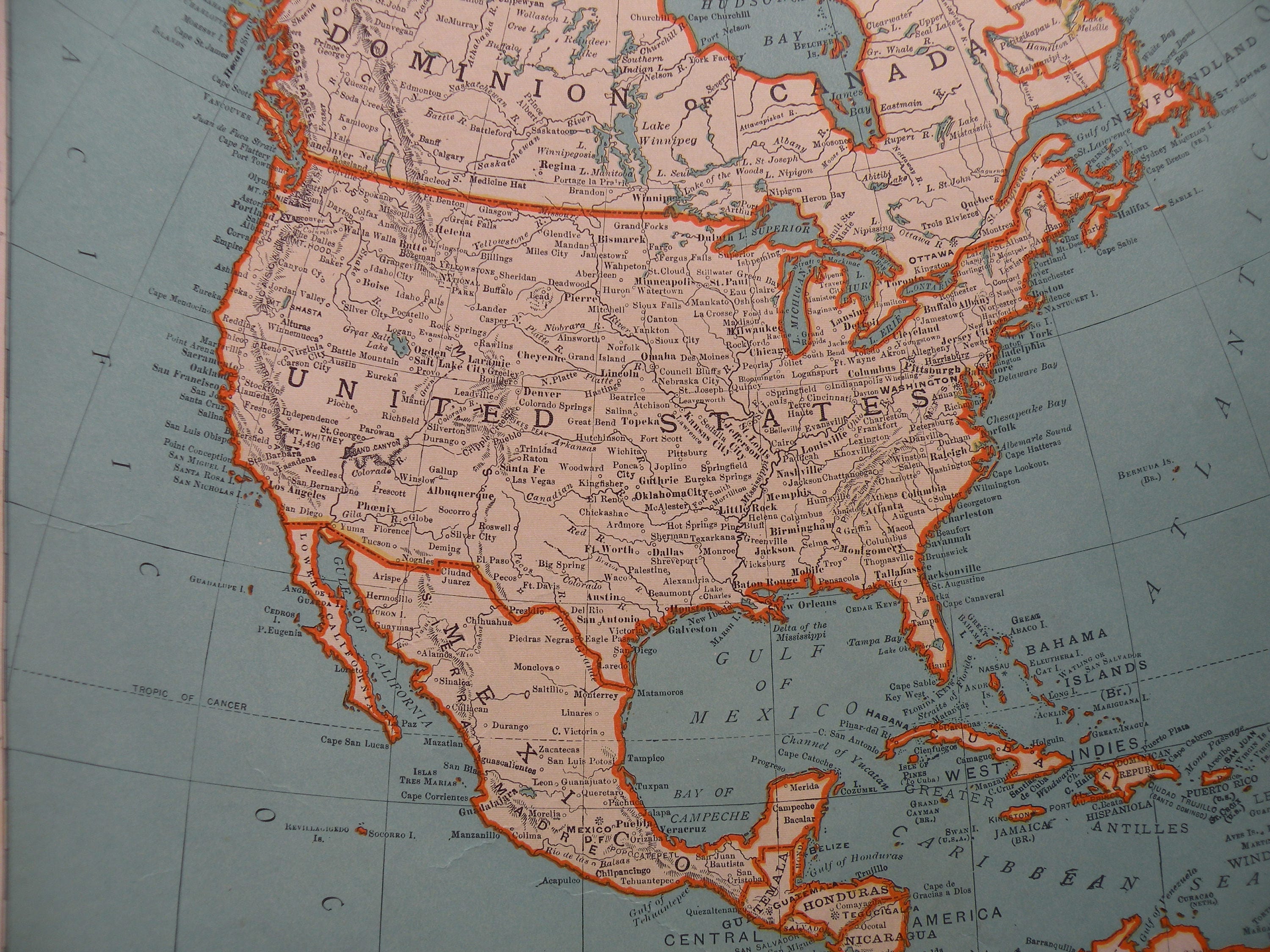 Vintage Map of America Antique Map of USA Home Office Art | Etsy