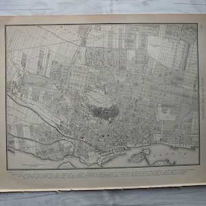 Carte vintage de la ville de Montréal, 1937, carte de l'époque de la Seconde Guerre mondiale, plans de la ville vintage cool, art mural de bureau, cadeau de vacances, belle carte ancienne à encadrer