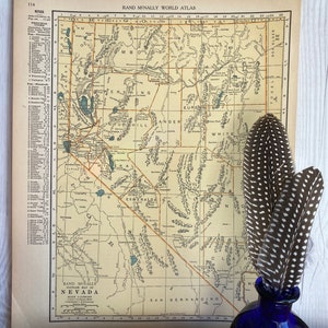 Mapa de Nevada 1929, mapa para moldura, ideias para presentes de Nevada, mapas originais, presente de formatura, presente de casamento