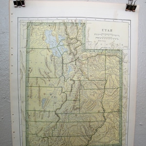 1944 Utah Map Art, WWII Era, World Map Print, Vintage Map, Cool Retro Wall Art, World Travel Decor, Global, Old Map