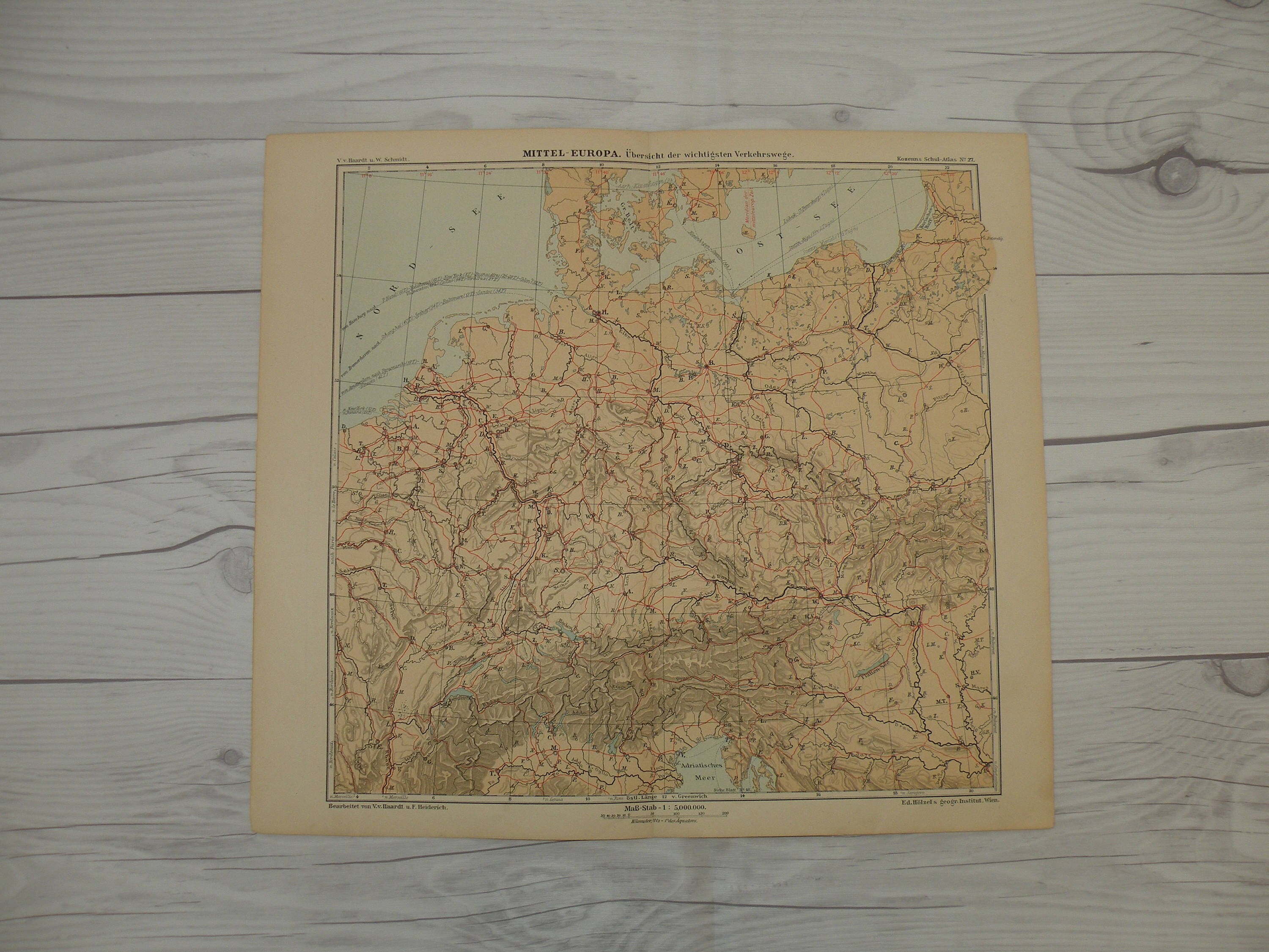 Central Europe Antique Map 1903, Beautiful old Map of Pre WWI Europe, Historical Print