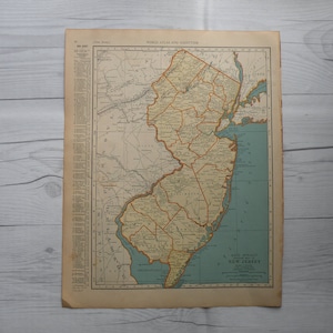 1937 New Jersey WWII Era Karte, Vintage Karte von New Jersey, Bürokunst, Wandkunst, Geschenk, Weihnachtsgeschenk, schöne alte Karte