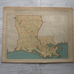 Alte Karte Louisiana, 1937 Ära Karte, alte Karte, alte Karte von Louisiana, ästhetische Karte, Büro Kunst, Wandkunst, Geschenk