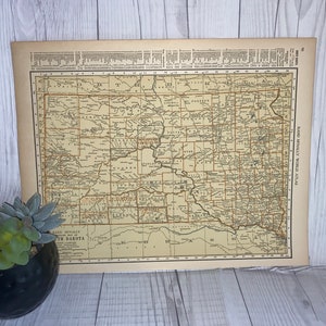 South Dakota Vintage State Map Print 1929, Map to Frame
