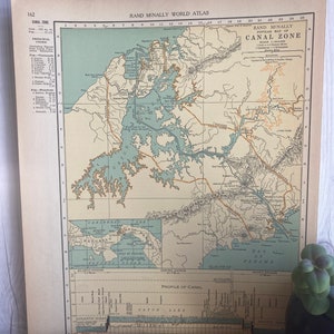 Panama-Kanal-Zone alte Original Karte 1929, authentische Vintage ästhetische Karte zum Rahmen, historischen Druck