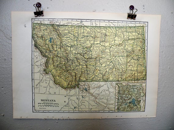 Karte Von Montana Von 1944 Weltkarte Coole Alte Karte Von Etsy