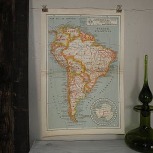 Mapa sudamericano Vintage 1950, Mapa antiguo de Sudamérica, Galería muralla, Arte Industrial, Mapa viejo fresco, regalo reflexivo