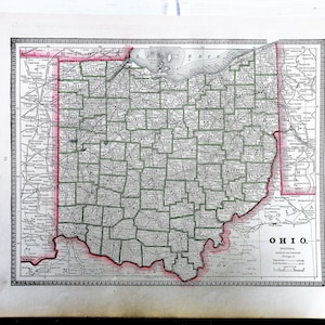 Ohio Map Antique 1884- Cool Old Map of Ohio-Vintage Retro Map of Ohio-World Map-Gallery Wall Art-Ohio Gift-Travel Memory