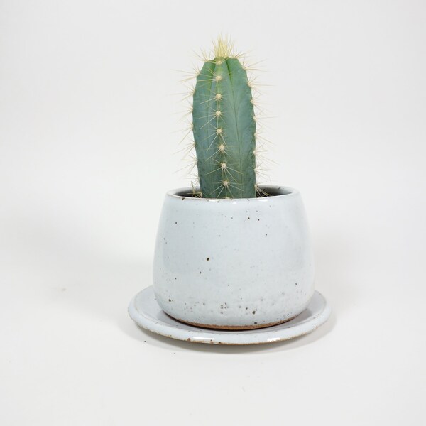 Speckled White Plant Pot with optional Tray No. 92