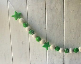 Green Dreams Garland/St. Patrick's Day Decor/Felt Pom Ball Garland