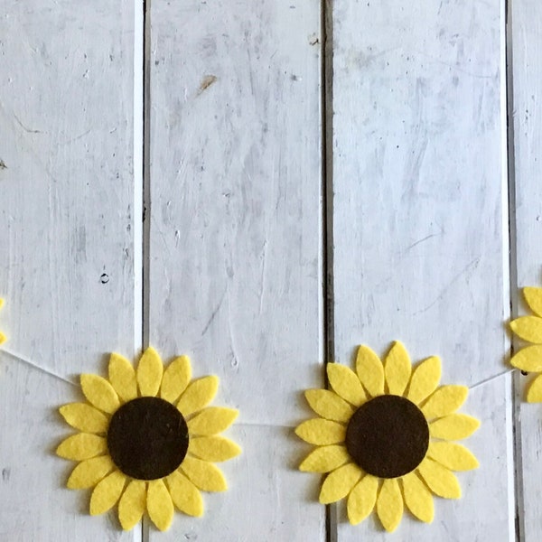 Sunflower Felt Banner/Fundraiser for Ukraine/National Flower of Ukraine/Summer Decor/Fireplace Mantel Garland