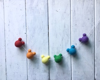 Simple Mickey Mouse Garland/Kids Decor/ Playroom Decor/Felt Ball Garland