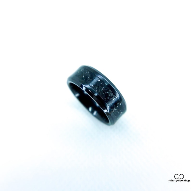 Glowstone Ring Wedding Band Meteor Ring Meteorite Ring Glow in the Dark Ring Women\u2019s Band Engagement Ring Men\u2019s Band