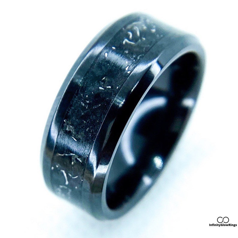 Glowstone Ring Wedding Band Meteor Ring Meteorite Ring Glow in the Dark Ring Women\u2019s Band Engagement Ring Men\u2019s Band