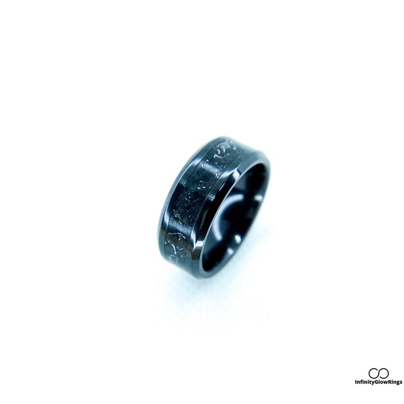 Glowstone Ring Wedding Band Meteor Ring Meteorite Ring Glow in the Dark Ring Women\u2019s Band Engagement Ring Men\u2019s Band