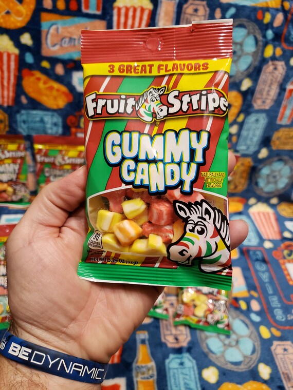 Fruit Stripe Gummy Candy 3.25 Oz. Lemon Cherry Tangerine Etsy