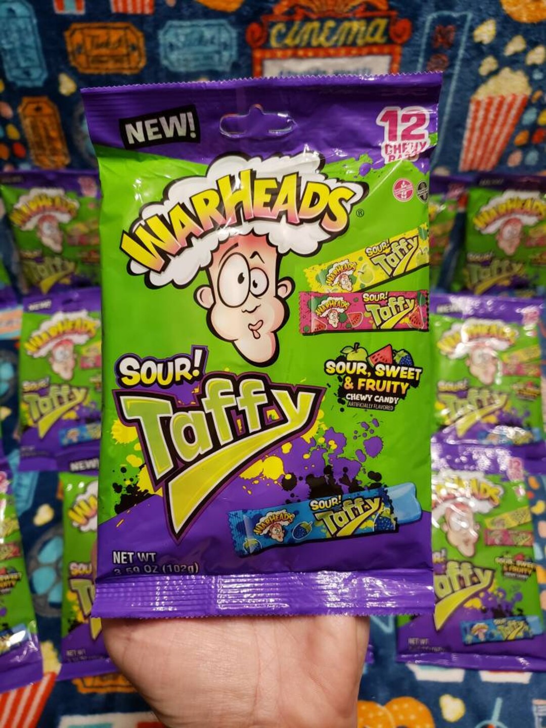 Warheads Mini Sour Taffy Bars 3.59 Oz. Bag 12 Count Etsy