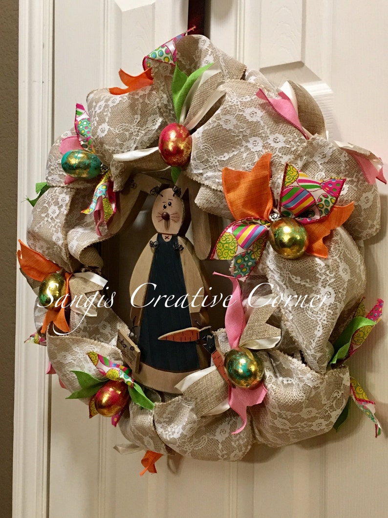 Door Wreath Front Door Wreath Egg Burlap Wreath Wreaths Easter Decor Easter Wreath Spring Wreath Easter Bunny Wreath Summer Wreath