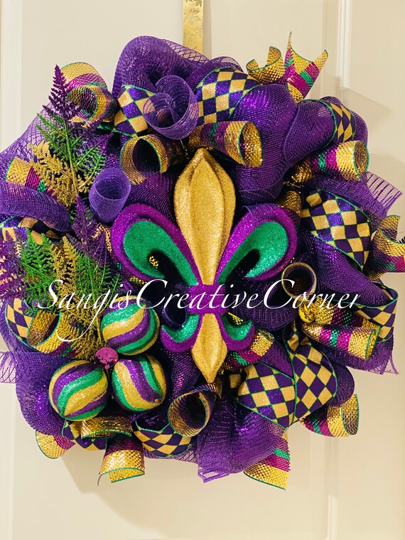 Mardi gras wreath Mardi gras Wreaths Mardi gras Fleur de Etsy