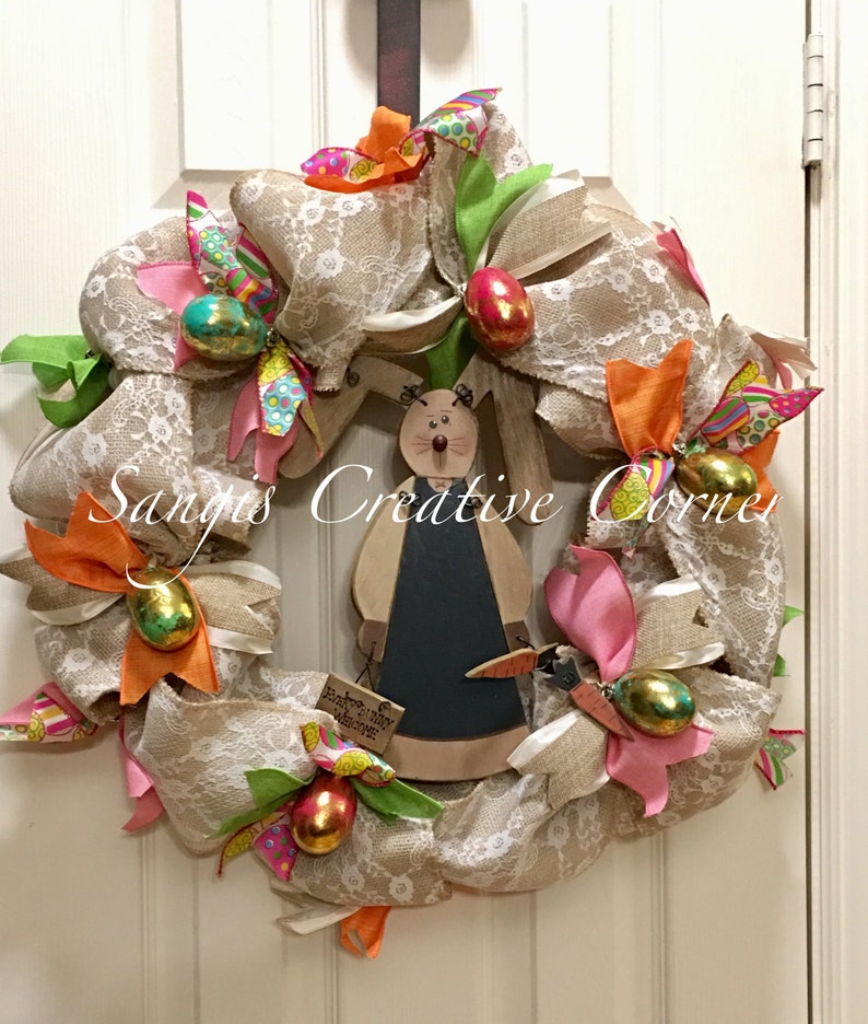 Door Wreath Front Door Wreath Egg Burlap Wreath Wreaths Easter Decor Easter Wreath Spring Wreath Easter Bunny Wreath Summer Wreath