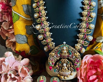 Handmade Terracotta Necklace Earring Set: Temple Jewelry
