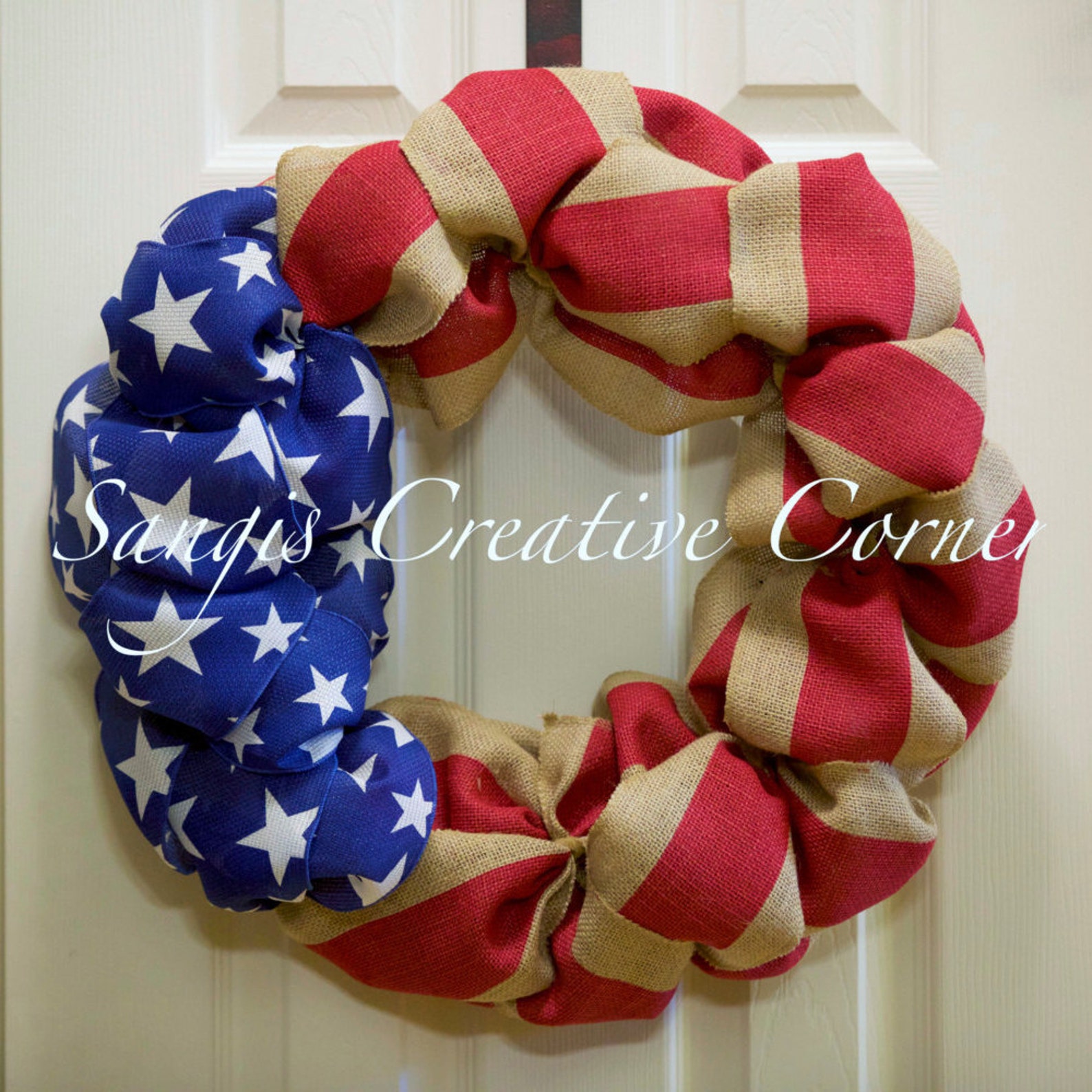 Patriotic Burlap Wreath: Americana Star Spangled Decor - Etsy
