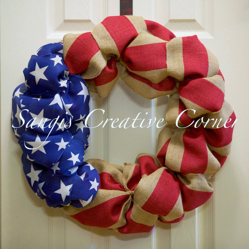 Summer 4th Of July Decorations Welcome Door Wreath With American Handmade Heart Hanging Door Wreaths For Independence Day Decorations