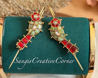 Jadau Bugadi design| Jadau Jewlery|Accessory| Handcrafted|Gold finish|contemporary|handcrafted| 22K Gold plating|kundan|Bugadi ear accessory