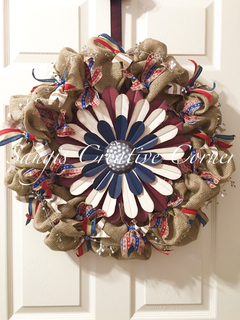 Americana Wreath Patriotic Wreath Military wreath Memorial Day Decor Veterans day patriotic swag 4th of July Wreath labor day wreath