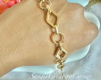 18K Gold Chain Bracelet: Stainless Steel Stacking Design