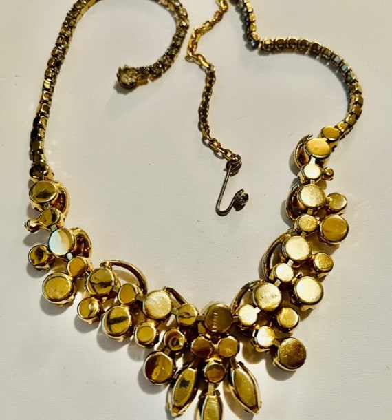 KRAMER Gold Tone Necklace with Clear Crystal Rhin… - image 5