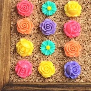 Thumbtack Set,Rose Pushpins,Teacher Gift Ideas,Gifts Under 10,Decorative Thumb Tacks,Office Desk Accessories for Women,Colorful Gift,For Mom