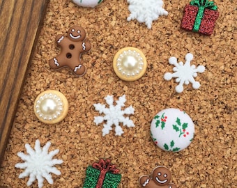 Christmas Tack,Snowflake Gifts,Xmas Decorations,Christmas Gifts for Coworkers,Gingerbread Men Decor,Holly Pushpin,Holiday Thumbtacks,Board