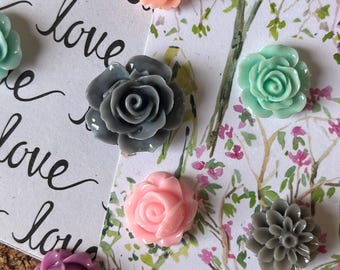 Cute Thumbtacks,Just Because Gift for Her,Rose Tacks,Teen Girl Room,Flower Pushpins,Pastel Decorations,Easter Gift Ideas,Decorative Push Pin