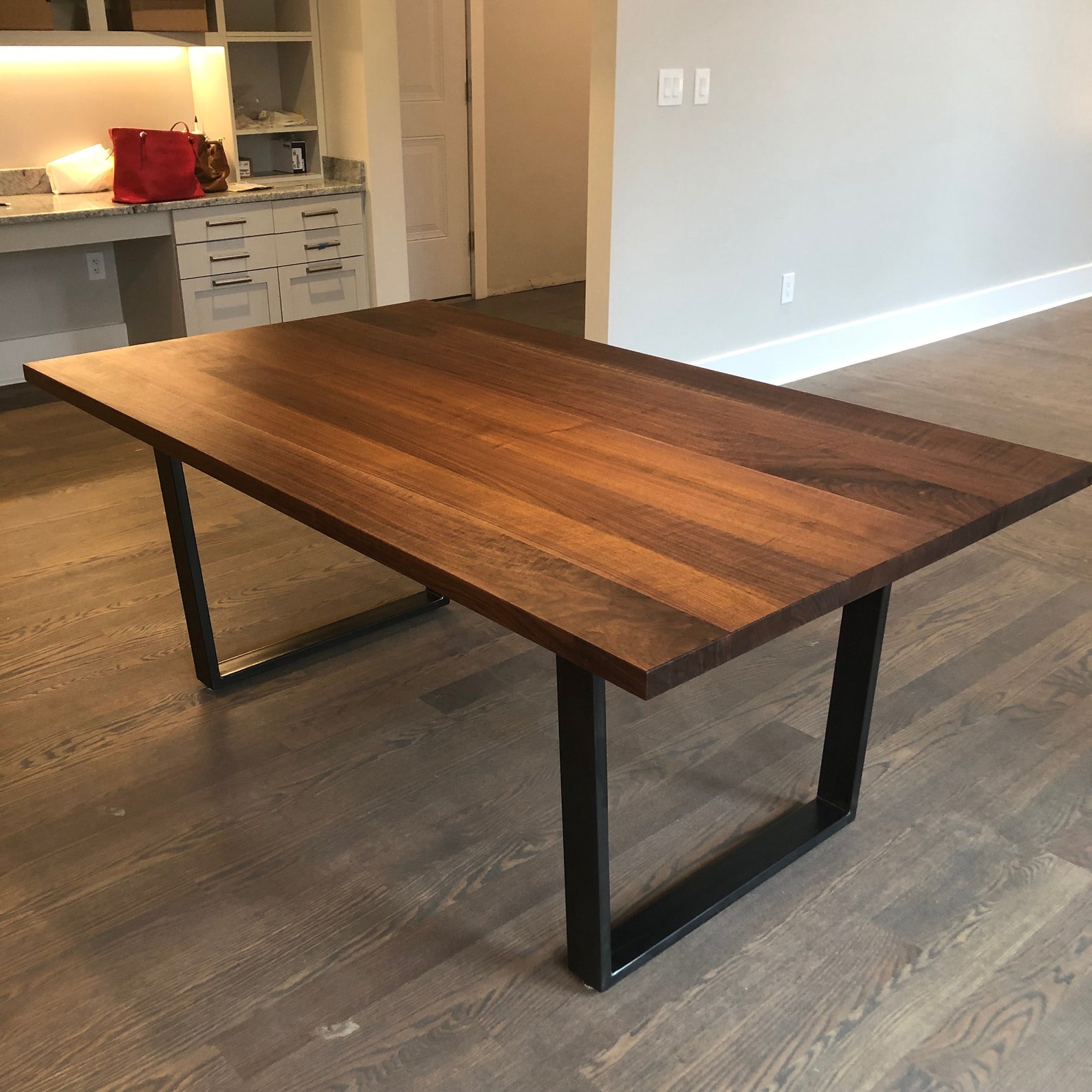 Black Walnut Kitchen Table / Contemporary Design // Industrial Etsy