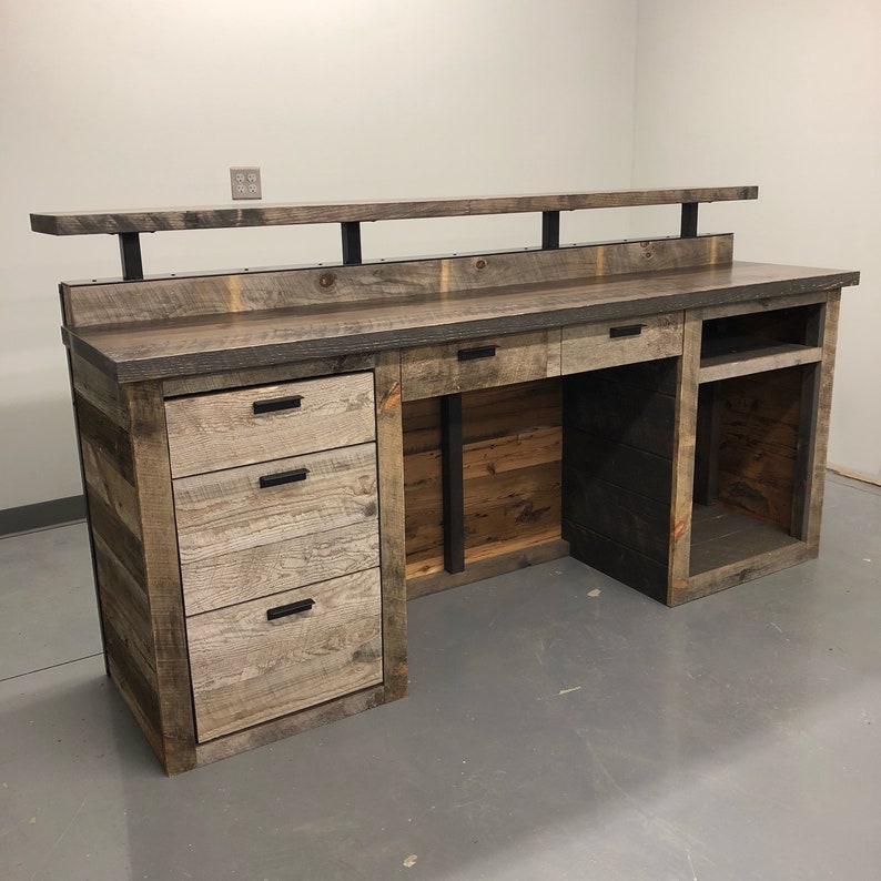 Barn Wood Reception Desk Front Counter Modern Hostess