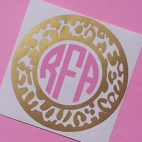 Leopard Monogram Decal - Gold Monogram | Gold Decal | Computer Decal | Planner Decal | Car Monogram