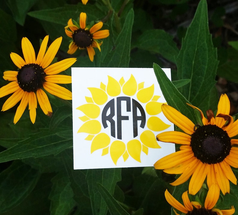 Sunflower Monogram Decal Sunflower Decal Monogram Flower ...