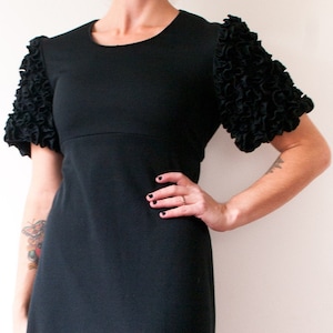 1960s Black Ruffle Sleeve Maxi Dress image 1