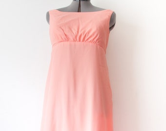 1960s Pink Sleeveless Maxi Dress / Vintage Fit and Flare Dress with Cover Scarf