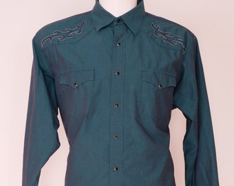 1980s Green Western Shirt