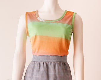 Vintage 1970s Orange and Green Striped Tank Top Medium