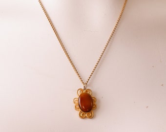 1960s Jewelry Set - Vintage Gold Tone Gemstone Necklace and Earrings by Celebrity NY