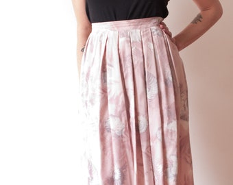 Vintage Pink Pleated Midi Skirt