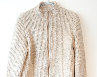 Vintage Chunky Knit Zip Up Sweater