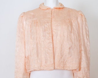 1950s Pink Quilted Lounge Jacket by Catalina-  Medium / Large Vintage Crop Pajama Coat