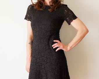 1990s Black Lace Mini Dress